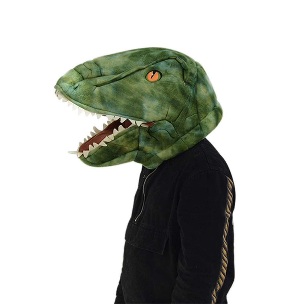 SANEYDER Green Plush Dinosaur Head Mask Halloween Fancy Dress Up Party Costume