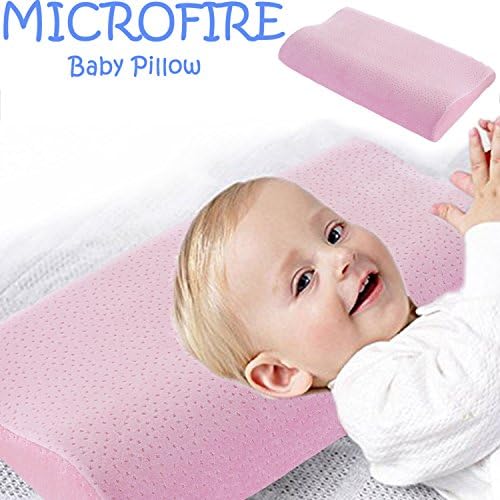 MCF Memory Foam Baby Pillow Kids 1-8 Years old Children Sleeping Breathable Pillow Flat Head Washable (Light Red)