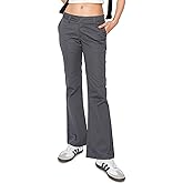 KHAKI & BLUE Women's Work Pants – Low Rise Flared Leg Bootcut Casual Trousers with Pockets