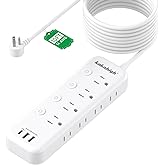 10FT Heavy Duty Extension Cord with Individual Switches on Off | 1875W Appliance Extension Cord with USB Ports, 8 outlets, High Wattage for Microwave, Aquarium, Kitchen, Garage Must Have