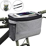 Bike Handlebar Bag, Bike Basket with | 2 Mesh Pockets – Cold & Warm Insulation – Reflective Stripe – Touchable Transparent Phone Pouch | Bicycle Front Bag, Bike Pouch for Cycling, Women, Cruisers