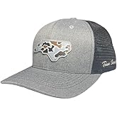 True South North Carolina Camo Patch Trucker Hat – Heather Gray Front, Charcoal Mesh Back, Curved Bill, Adjustable Snapback, Unisex Performance Cap