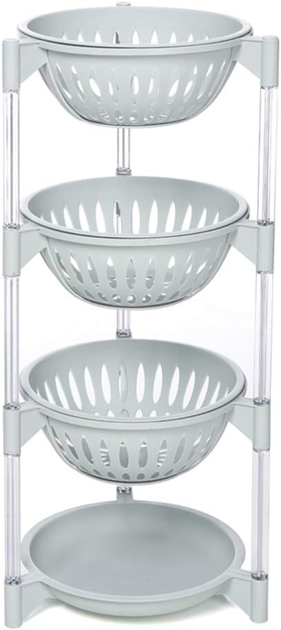 Detachable Kitchen Shelf Storage, Fruit Snacks Vegetable Storage, Detachable Kitchen Floor Standing Rack Plastic Stackable Vegetable Storage-Blue