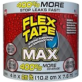 Flex Tape Strong Rubberized Waterproof Tape, Clear, 4 in x 25 ft, 1-Pack | Patch, bond, seal, repair, works underwater, strong adhesive, roof leaks, gutters, pipes, pools, boats, RV, UV resistant