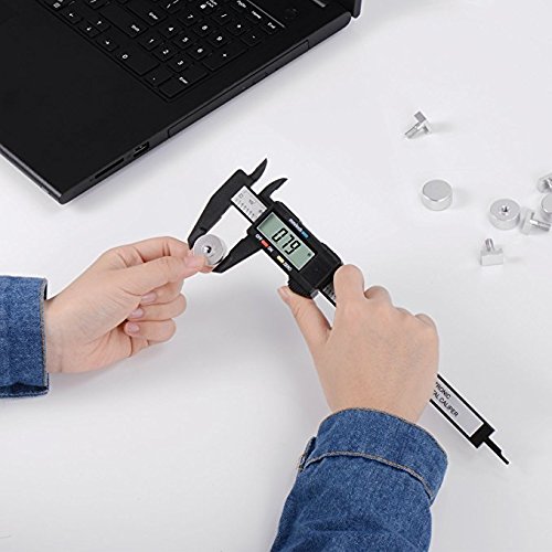 Diagtree 150mm 6inch LCD Digital Electronic Digital Vernier Caliper Carbon Fiber Vernier Caliper Gauge Micrometer Measuring Micrometer - Auto Off Featured Measuring Tool