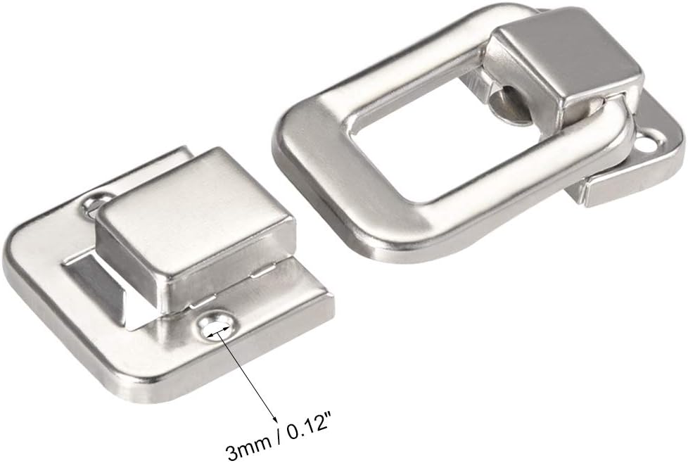 sourcing map Toggle Catch Lock, 48mm Retro Decorative Silver Hasp w Screws for Suitcase Chest Trunk Latch Clasp Pack of 2 - Image 4