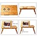 Nnewvante Laptop Desk Super Top Laptop Table 100% Bamboo Desk Adjustable with USB Fan2 Foldable Breakfast Serving Bed Tray Drawer