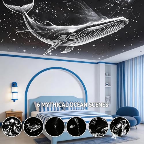 2-in-1 Starry Night Light Projector, Starry Night Light Projector with Multiple Projection Films, USB Powered and Portable Galaxy Projector for Bedroom, Warm and Soft Light (White)