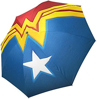 NikkiShaw Wonder Woman Logo Custom Foldable Umbrella Rain Umbrella Wind Resistant Travel Umbrella