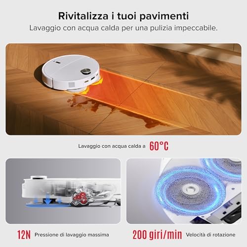 Qrevo Curv 2 Pro Robot Aspirapolvere Lavapavimenti, LDS Retrattile