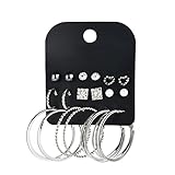 Monily 9 Pair Assorted Multiple Stud Earrings Set Big Hoop Synthesis Pearl Woman Jewellery