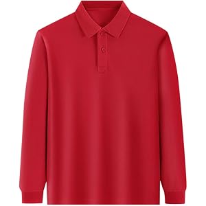 Boys Girl Classic Solid Color Polo Shirt Long Sleeve School Uniform Tops | Kids Youth Dress Casual Performance Polo Shirts Li
