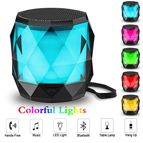 LED Bluetooth Speaker,LFS Night Light Wireless Speaker,Untra Mini Speaker,Diamond Shape Portable Wireless Bluetooth Speaker,Multi-Colored auto-Changing RGB LED Themes,Handsfree/TWS Supported …