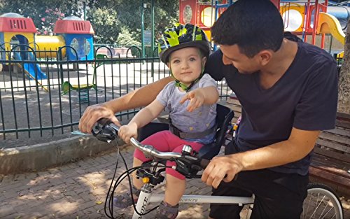 Bellelli Pulcino Bicycle Child Seat Child Carrier Bikes Mount On Front Fork Made In Italy Super Super Safe Your Child (Gray + Pink Helmet)