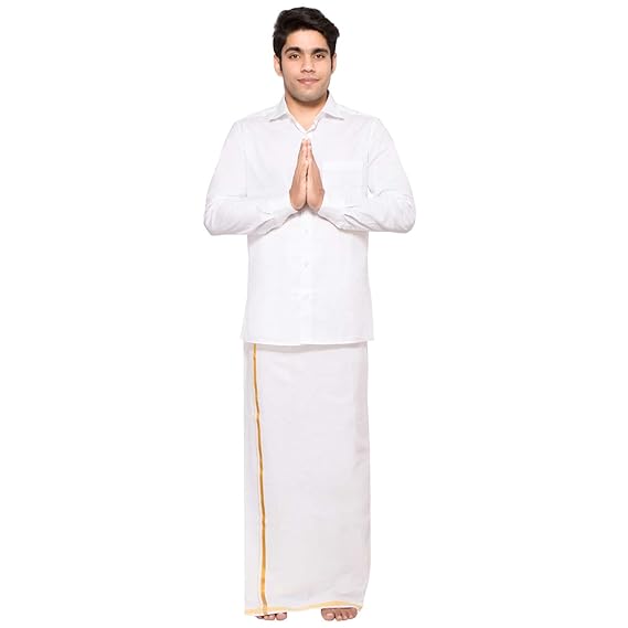 Men's Cotton Dhoti (White)