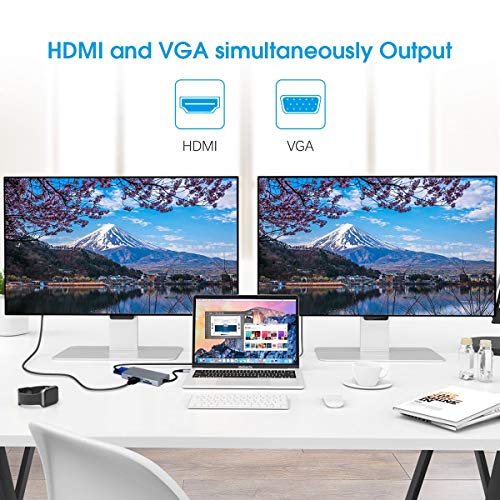 9 in 1 USB C Hub- USB-C to HDMI (Support Sumsung Dex Mode) VGA with 3.5mm Audio Output, SD/TF Card Reader, 3USB 3.0, USB-C Power Delivery Adapter for MacBook, iPad Pro, Samsung Galaxy S8+ - Thumbnail 6