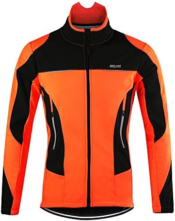 SUN Outdoor Winter Windproof Long Cycling Coat Men's Fleece Thermal MTB Bike Jacket SU-A103 Orange XXL