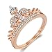 Similanka Women's Crown Tiara Rings Exquisite 18K Rose Gold Plated Princess Tiny CZ Diamond Accented Promise Rings for Her Size 5-10 (Rose Gold, 9)