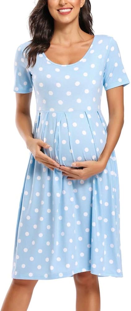 BBHoping Women&rsquo;s Casual Striped Maternity Dress Short&3/4 Sleeve Knee Length Pregnancy Clothes for Baby Shower