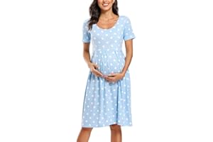 BBHoping Women’s Casual Striped Maternity Dress Short Knee Length Pregnancy Clothes for Baby Shower