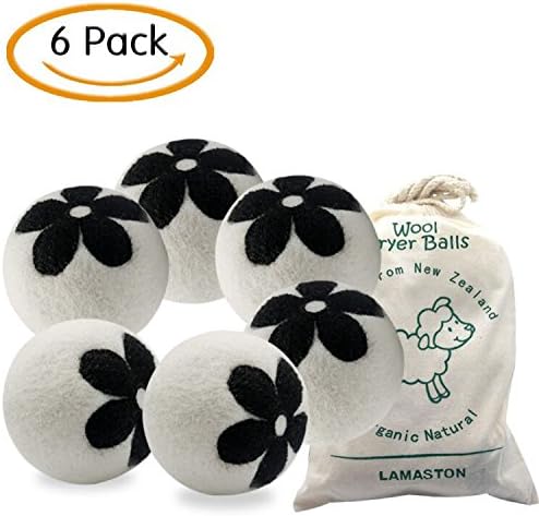 Wool Drying Balls 6-Pack Unique Flower-Shape Reusable Laundry Balls,Saving Drying Time, Reduce Wrinkles, Anti-Static ,100% pure New Zealand Imported Wool ,Natural Fabric Softener Washing machine Ball