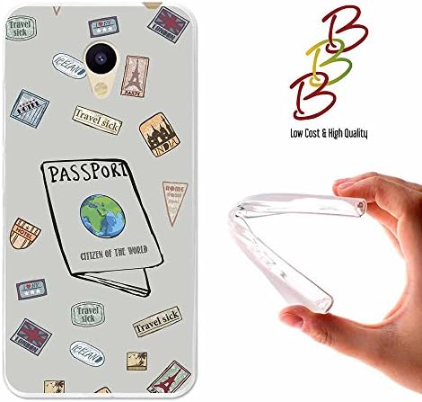 Meizu M5C - A5 Cover Gel Flexible, TPU Case made out of the best Silicone, protects and adapts flawlessly to your Smartphone, together with our exclusive designs 3B - Travelling passport.