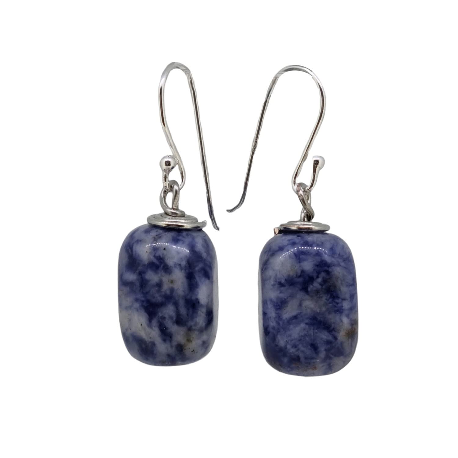 TreasureBay Stunning Handmade Natural Gemstone Earrings for Women Made with Sterling Silver (Blue spots)