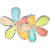 Kokoma Multi-Color Pastel Enamel Flower Ring for Women, Daisy Floral Statement Ring Engagement Eternity Rings Stackable Adjustable Open Band Cute Jewelry