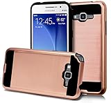 J7 Case, Phonelicious® SAMSUNG GALAXY J7 (BOOST,VIRGIN,TMOBILE,METRO PCS) [Slim Fit] [Brushed Metal Texture] [Heavy Duty] Ultimate Drop Protection Rugged Cover w/ Screen Protector& Stylus (ROSEGOLD)