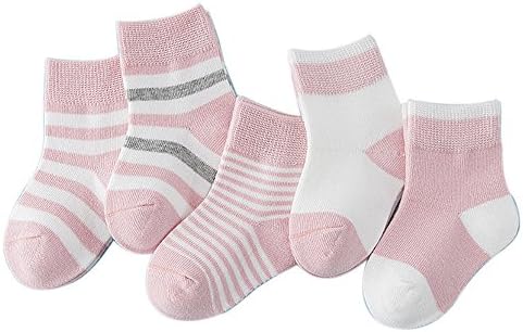 FQIAO Baby Sock 5 Pack 0-12 Months Cotton Stripe Unisex Breathable Autumn Winter