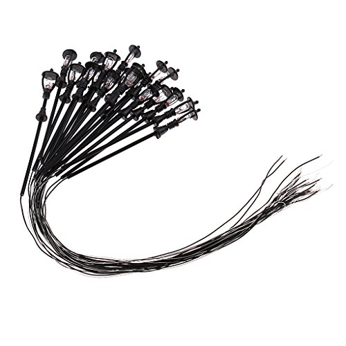 Milageto 40 Stück Modelleisenbahn LED Laternenpfahl Lampen Yard Street Lights 1/100 HO Maßstab – Bild 5