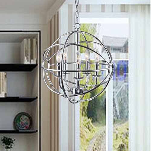 Chrome Finish Glam Orb 5-light Iron Chandelier