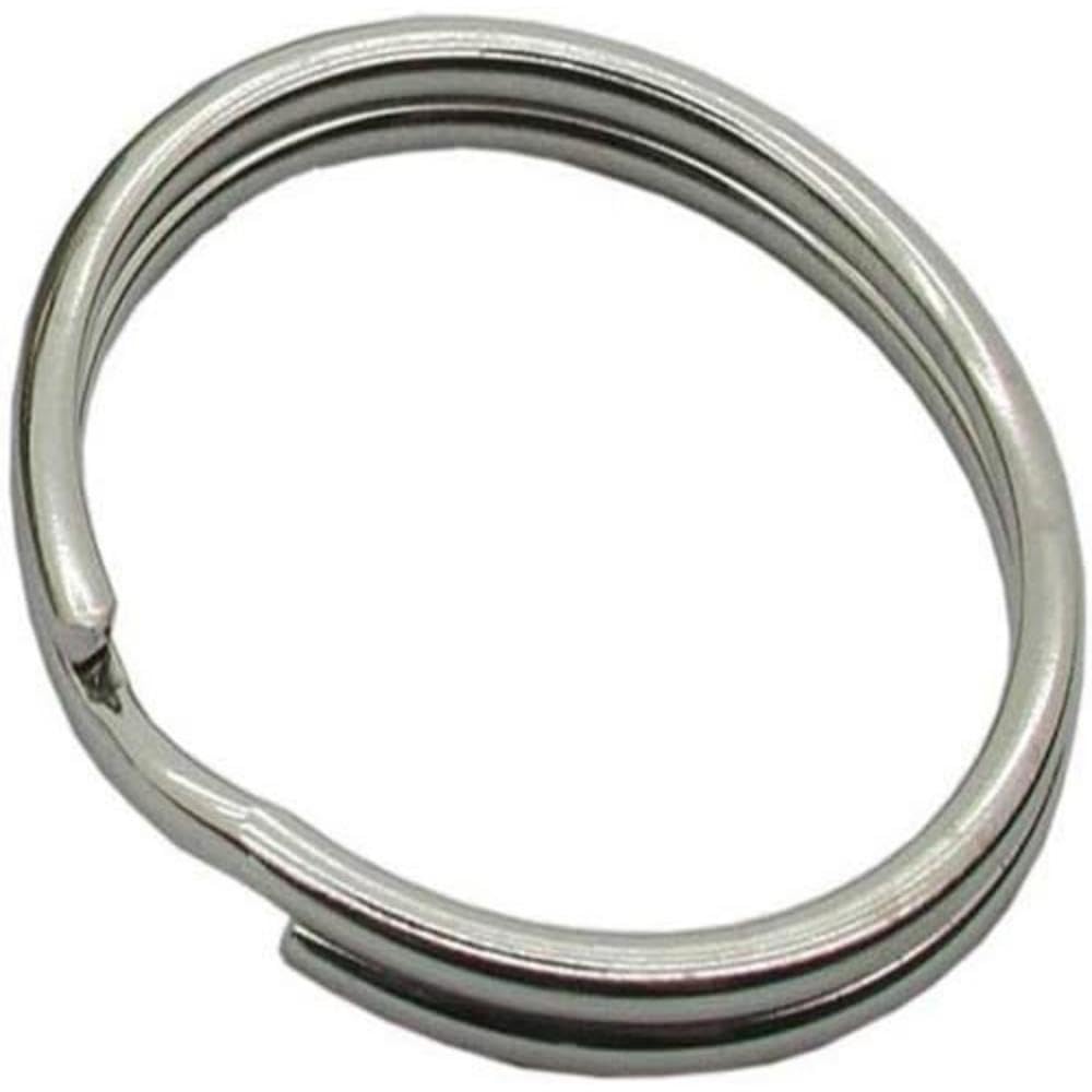 Merriway BH01820 (20 Pcs) Keyring Sprung Steel Split Ring, Nickel Plated 32mm (1.1/4 inch) - Pack of 20 Pieces