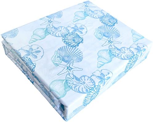 Lazy Day Seashell Starfish Sand Dollar Aqua Teal 4pc Sheet Set King