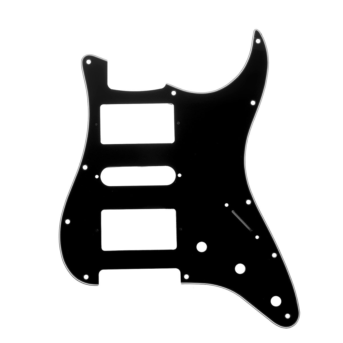 Musiclily Pro 11 Hole HSH Guitar Strat Pickguard for Fender American/Mexican Standard Stratocaster Modern Style, 3Ply Black