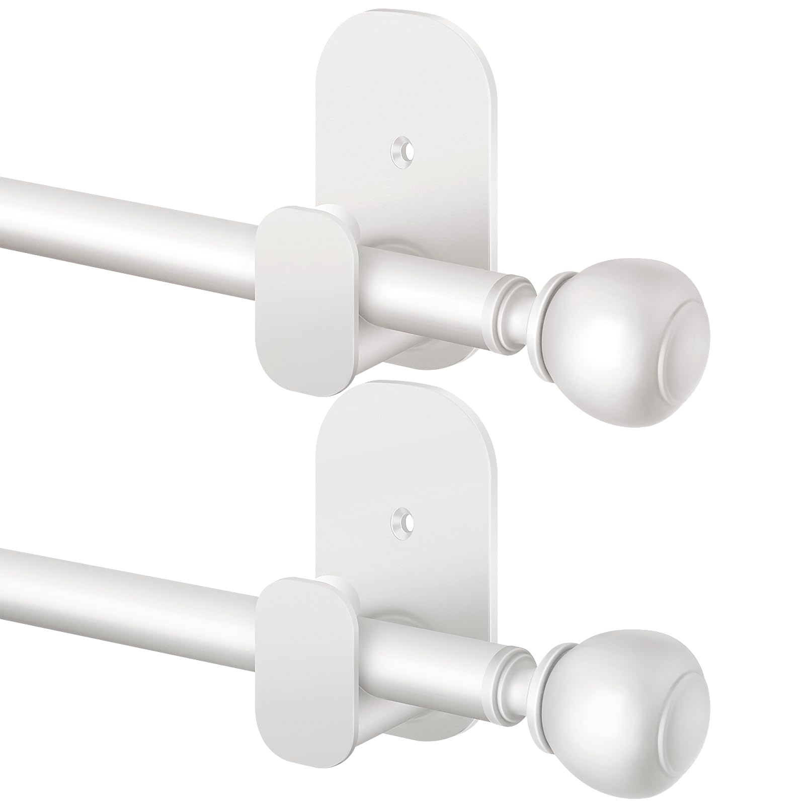 Photo 1 of 2 Pack No Drill Curtain Rods for windows 32 to 58 inch, USFOOK 5/8 In Without Drilling Curtain Rod with 3M Adhesive Brackets, Renter Friendly Drapery Poles with White Round Finials