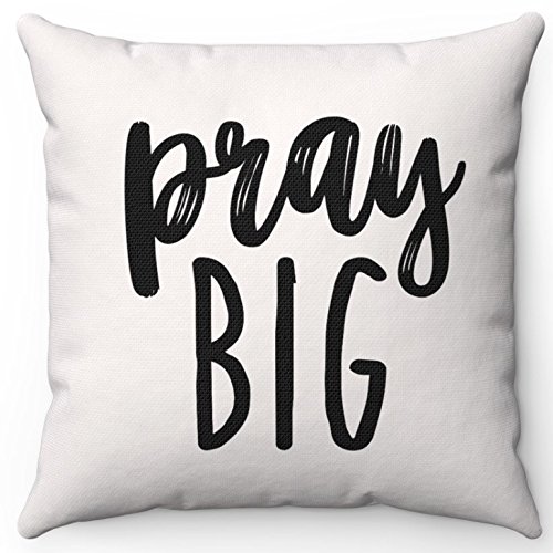 Owings Designs Pray Big Greige Farmhouse Throw Pillow - 16x16in Pillow Case with Fill Included