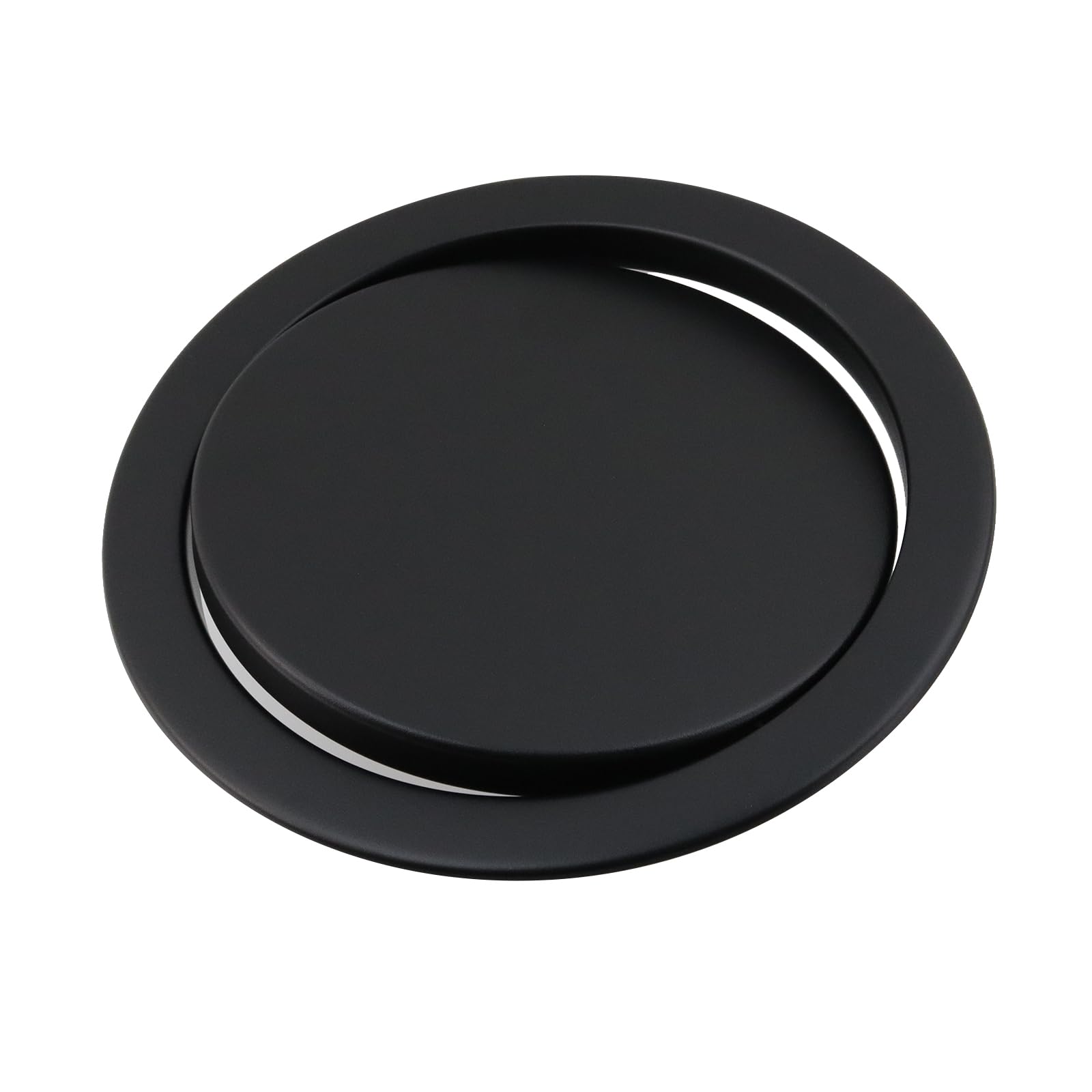 Photo 1 of Antrader Built-in Countertop Trash Bin Waste Lid Balance Flap Cover,Round Recessed Countertop Flap Lid Trash Bin for Restaurant Home Hotel Kitchen,Black (1Pcs)