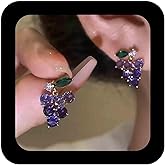 Andelaisi Boho Grape Drop Earrings Vintage Creative Grape Earrings Grapes Fruit Dangle Earring Lovely 3D Fruit Cute Earring for Women