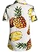 SSLR Women's Pineapple Short Sleeve Casual Blouses Hawaiian Tropical Shirt (X-Small, White)