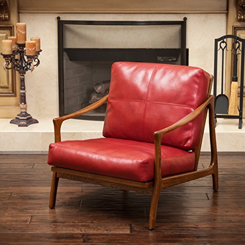 Coolidge Red Leather Wood Frame Armchair Amazon.co.uk Kitchen & Home