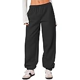 HeSaYep Women's Fleece Lined Sweatpants Thermal Winter High Waisted Sweat Pants Interior Drawstring Baggy Jogger Pants