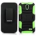 Cellularvilla Case For LG Lucid 3 VS876 Green Black Prime Series Hard Soft Dual Layer Holster Case KickStand with Locking Belt Swivel Clip Cover Protector