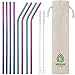 VEHHE Stainless Steel Straws - 8 Set Reusable Rainbow Straws with Cleaning Brush for 20 OZ Tumblers (4 Straight + 4 Bent + 2 Brush)