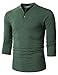 H2H Men's Casual Slim Fit Comfort Soft 3/4 Sleeve Henley Tee DarkGreen US L/Asia XL (CMTTS0205)