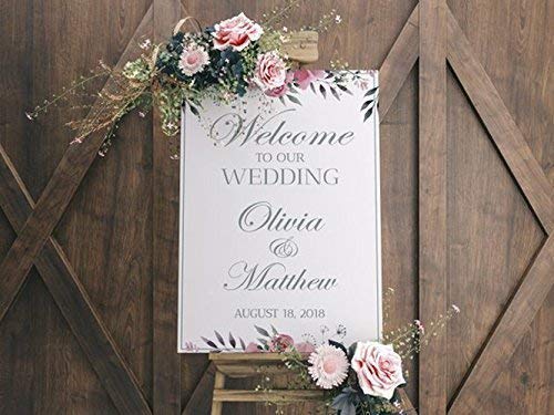 image for speedyorders Wedding Reception Sign, White Wedding Banner, Welcome to 