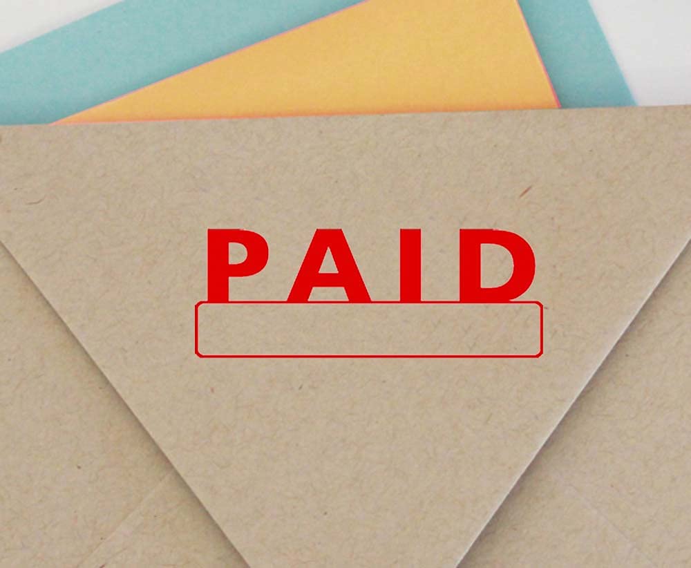 Paid Self Inking Rubber Stamp Red Ink Office Use Stock Stamp Colop Stamper