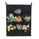 Wall Pocket Planter, Kisstaker 9 Pockets Vertical Wall Planter Bags Wall-mounted Felt Planter Bags Indoor Outdoor Plant Grow Bag