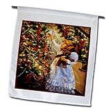 Sandy Mertens Vintage Christmas Designs - Girl Decorating the Tree (Texturized) - 18 x 27 inch Garden Flag (fl_60421_2)