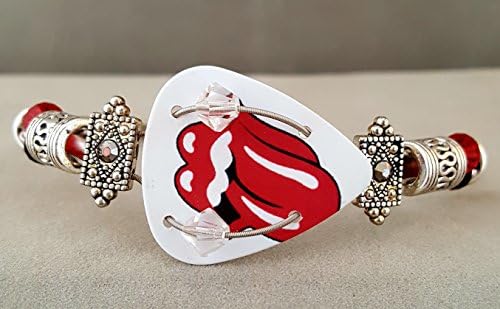 Guitar Pick and Guitar String Bracelet "Red Lips"